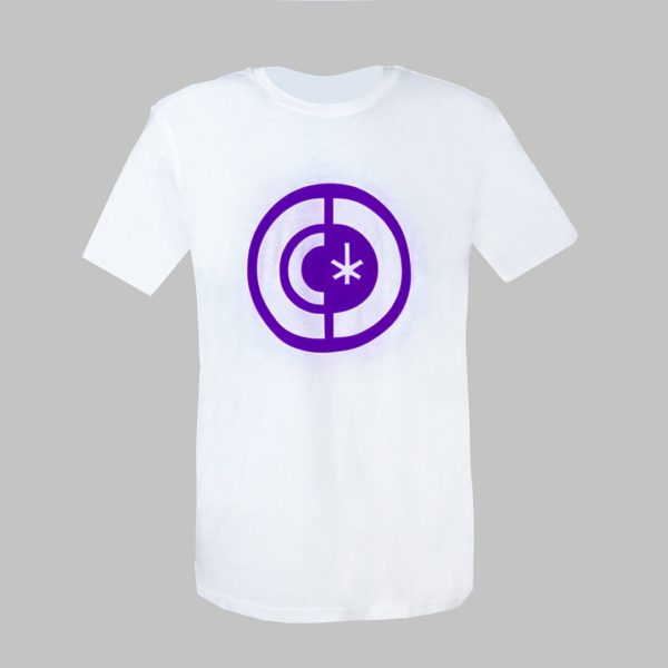 t shirt blanc logo Chanvre DC violet